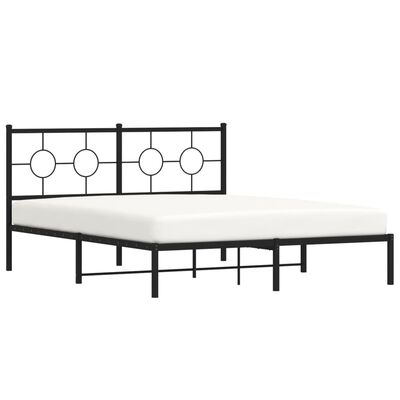 vidaXL Metal Bed Frame without Mattress with Headboard Black 59.1"x78.7"