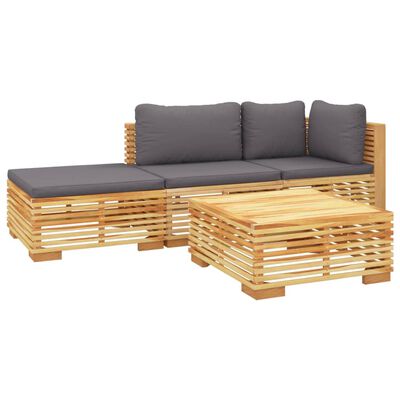 vidaXL 4 Piece Patio Lounge Set with Cushions Solid Wood Teak