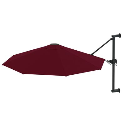 vidaXL Wall-Mounted Garden Parasol with Metal Pole 118.1" Burgundy