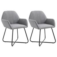 vidaXL Dining Chairs 2 pcs Light Gray Fabric