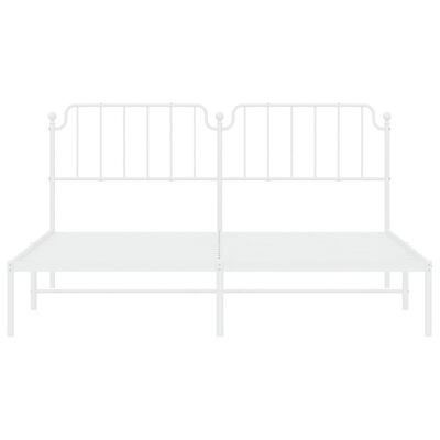 vidaXL Metal Bed Frame without Mattress with Headboard White 72"x83.9"