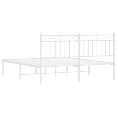 vidaXL Metal Bed Frame without Mattress with Headboard White 59.1"x78.7"