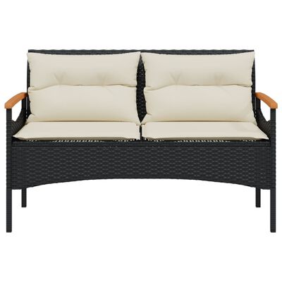 vidaXL 4 Piece Patio Sofa Set with Cushions Black Poly Rattan