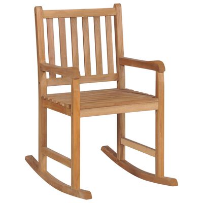 vidaXL Rocking Chair with Beige Cushion Solid Teak Wood