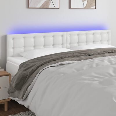 vidaXL LED Headboard White 70.9"x2"x30.7"/34.6" Faux Leather