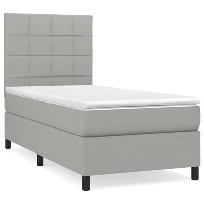 vidaXL Box Spring Bed with Mattress Light Gray Twin Fabric