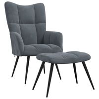 vidaXL Relaxing Chair with a Stool Dark Gray Velvet