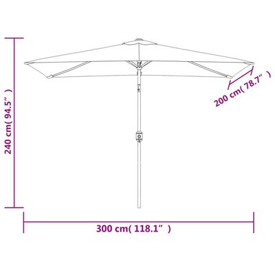 vidaXL Parasol 78.7"x118.1" Green Rectangular