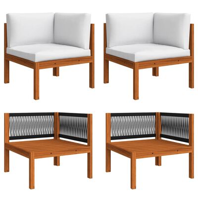 vidaXL 8 Piece Patio Lounge Set with Cushions Cream Solid Acacia Wood