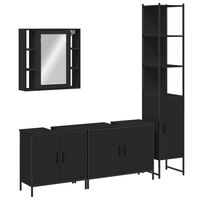 vidaXL 4 Piece Bathroom Cabinet Set Black Engineered Wood