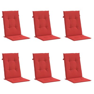 vidaXL Garden Highback Chair Cushions 6 pcs Red 47.2"x19.7"x1.2" Fabric