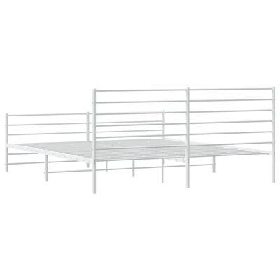 vidaXL Metal Bed Frame without Mattress with Footboard White 72"x83.9"