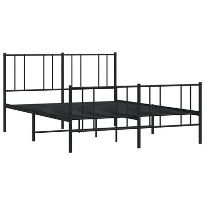 vidaXL Metal Bed Frame without Mattress with Footboard Black 53.1"x74.8"