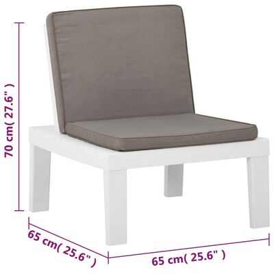 vidaXL 4 Piece Patio Lounge Set with Cushions Plastic White