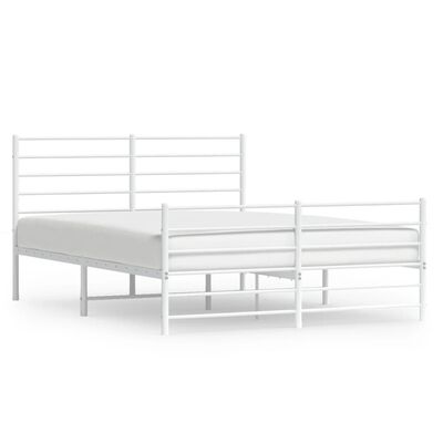 vidaXL Metal Bed Frame without Mattress with Footboard White 59.1"x78.7"