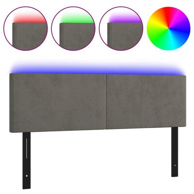 vidaXL LED Headboard Dark Gray 56.7"x2"x30.7"/34.6" Velvet