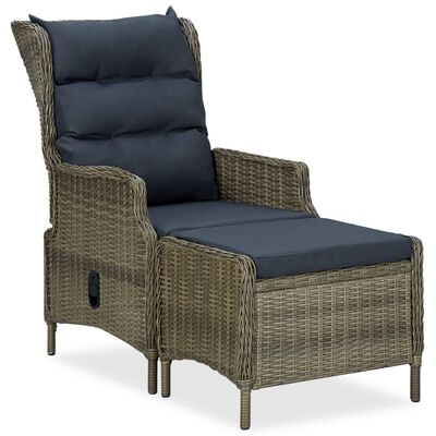 vidaXL 3 Piece Patio Lounge Set with Cushions Poly Rattan Brown