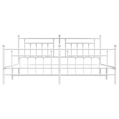 vidaXL Metal Bed Frame without Mattress with Footboard White 76"x79.9"