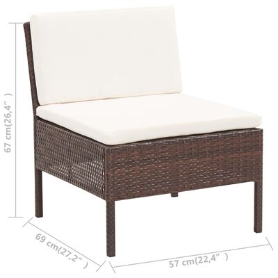 vidaXL 6 Piece Patio Lounge Set with Cushions Poly Rattan Brown