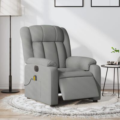 vidaXL Electric Massage Recliner Chair Light Gray Fabric