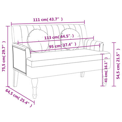 vidaXL Bench with Cushions Dark Green 44.5"x25.4"x29.7" Fabric