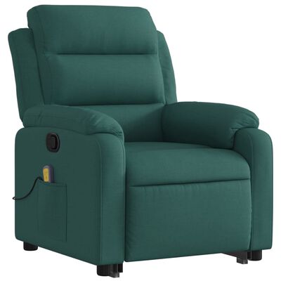 vidaXL Stand up Massage Recliner Chair Dark Green Fabric