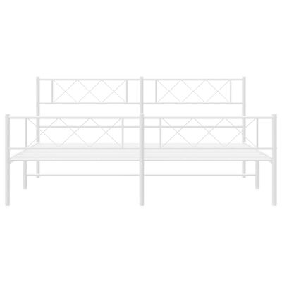 vidaXL Metal Bed Frame without Mattress with Footboard White 72"x83.9"