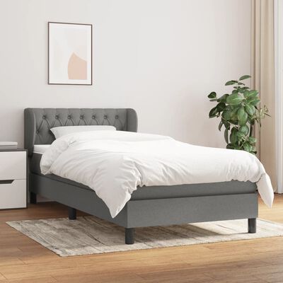 nauwelijks Datum cascade vidaXL Box Spring Bed with Mattress Dark Gray Twin Fabric | vidaXL.com