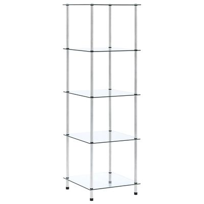 vidaXL 5-Tier Shelf Transparent 15.7"x15.7"x51.2" Tempered Glass