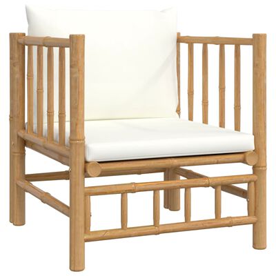 vidaXL 12 Piece Patio Lounge Set with Cream White Cushions Bamboo