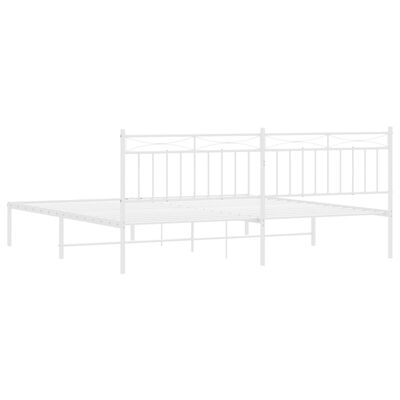 vidaXL Metal Bed Frame without Mattress with Headboard White 76"x79.9"