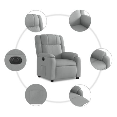 vidaXL Electric Recliner Chair Light Gray Fabric