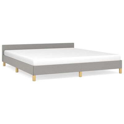 vidaXL Bed Frame with Headboard Light Gray 72"x83.9" California King Fabric