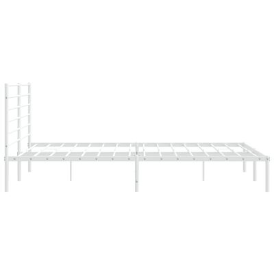 vidaXL Metal Bed Frame without Mattress with Headboard White 76"x79.9"