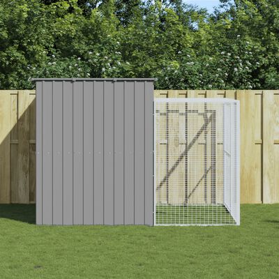 vidaXL Dog House with Run Light Gray 84.3"x99.6"x71.3" Galvanized Steel