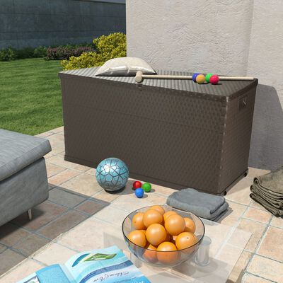 vidaXL Patio Storage Box Brown 47.2"x22"x24.8" PP Rattan