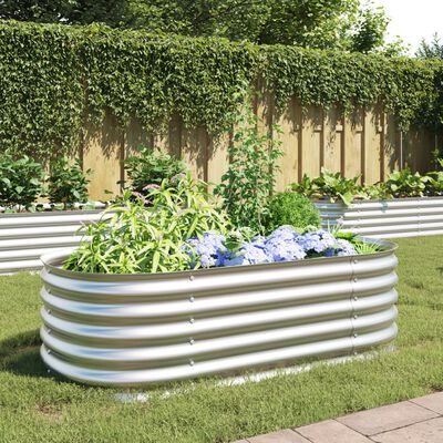 vidaXL Garden Raised Bed 63"x31.5"x17.3" Galvanized Steel Silver