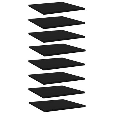 vidaXL Bookshelf Boards 8 pcs Black 15.7"x15.7"x0.6" Engineered Wood