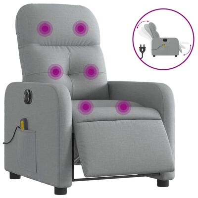 vidaXL Electric Massage Recliner Chair Light Gray Fabric