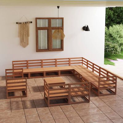 vidaXL 14 Piece Patio Lounge Set Solid Pinewood