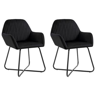 vidaXL Dining Chairs 2 pcs Black Velvet