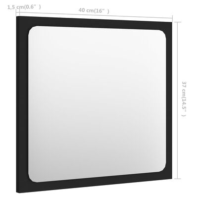 vidaXL Bathroom Mirror Black 15.7"x0.6"x14.6" Engineered Wood