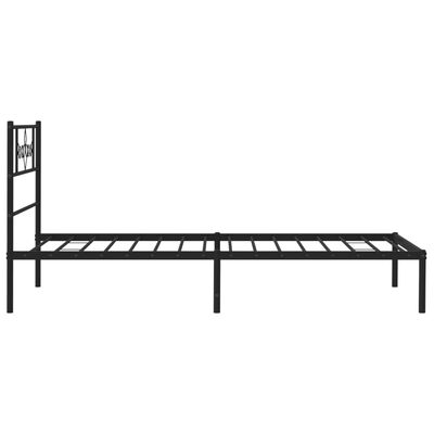 vidaXL Metal Bed Frame without Mattress with Headboard Black 39.4"x78.7"