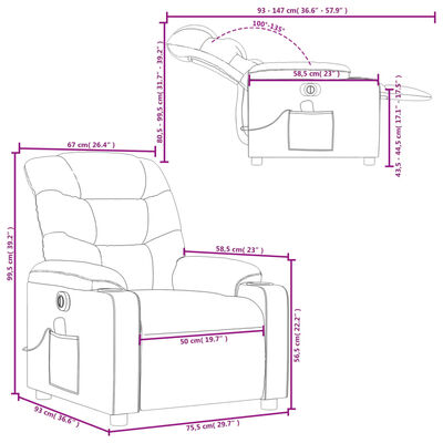 vidaXL Electric Massage Recliner Chair Light Gray Fabric