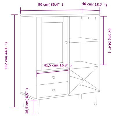 vidaXL Highboard SENJA Rattan Look Brown 35.4"x15.7"x44.1" Solid Wood Pine