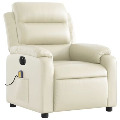 vidaXL Electric Massage Recliner Chair Cream Faux Leather