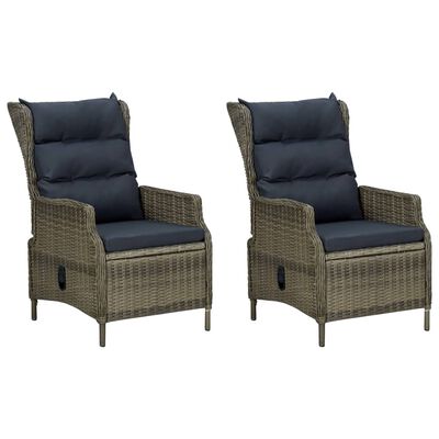 vidaXL 3 Piece Patio Lounge Set with Cushions Poly Rattan Brown