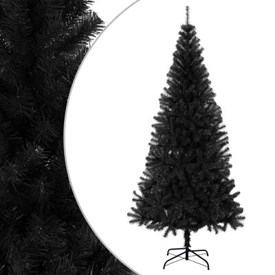 vidaXL Artificial Christmas Tree with Stand Black 7 ft PVC