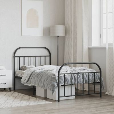 vidaXL Metal Bed Frame without Mattress with Footboard Black 39.4"x78.7"