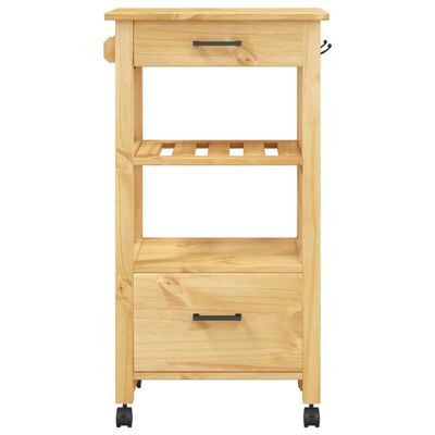 vidaXL Kitchen Trolley MONZA 18.9"x15.7"x35.4" Solid Wood Pine